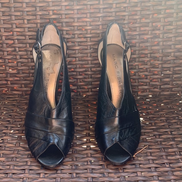 Marc Fisher Peep-Toe Heels with buckle detail - Picture 2 of 5